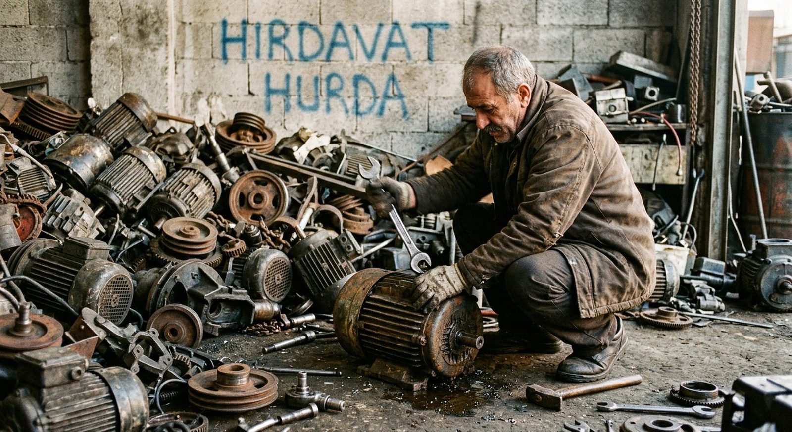 Kullanım dışı motor ve metal makine parçaları