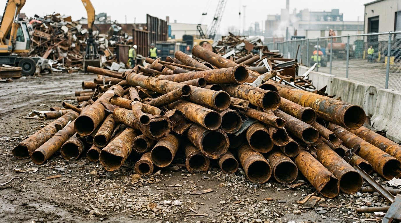 Sökülmüş metal boru parçaları