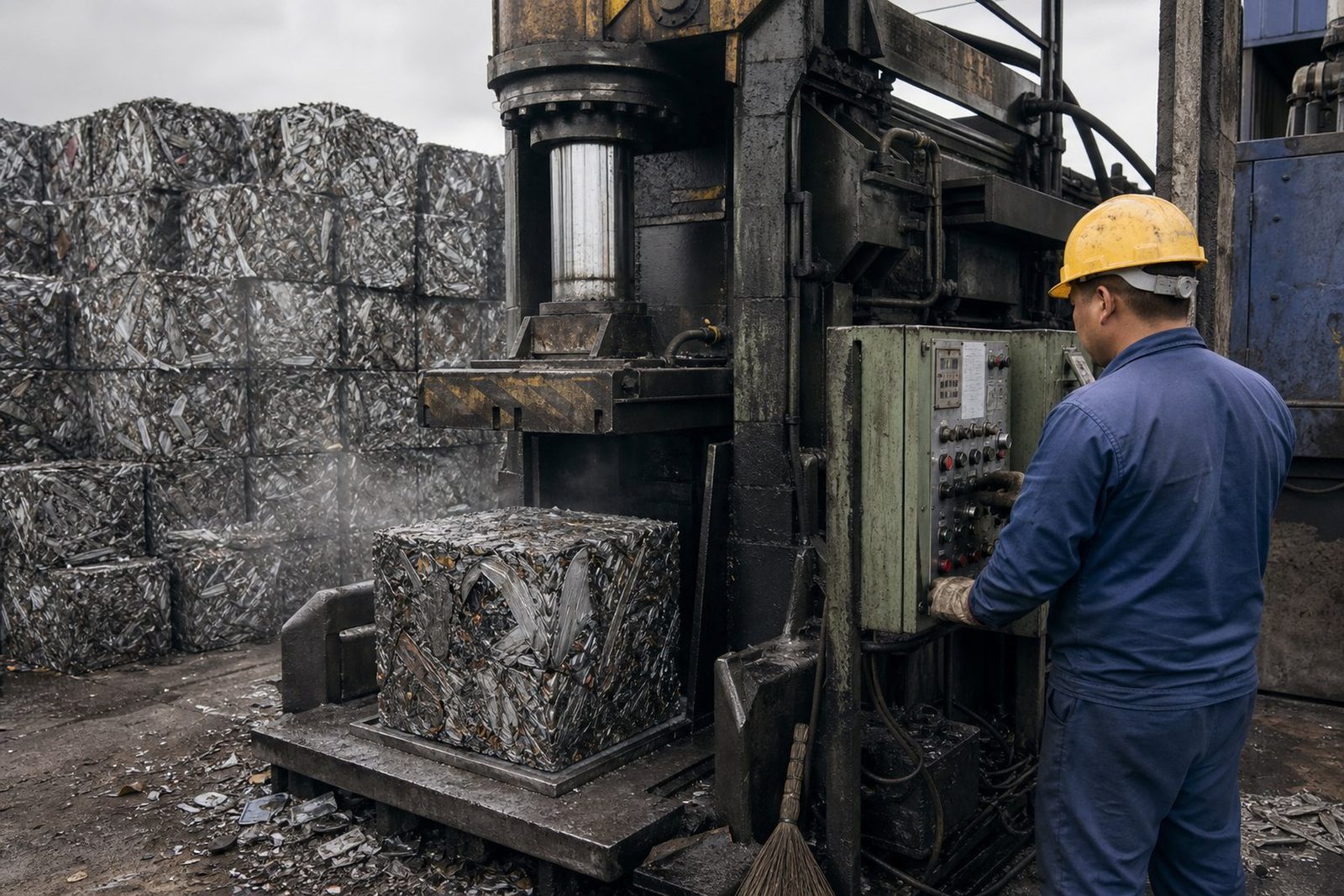 Preslenmiş metal hurda balyası