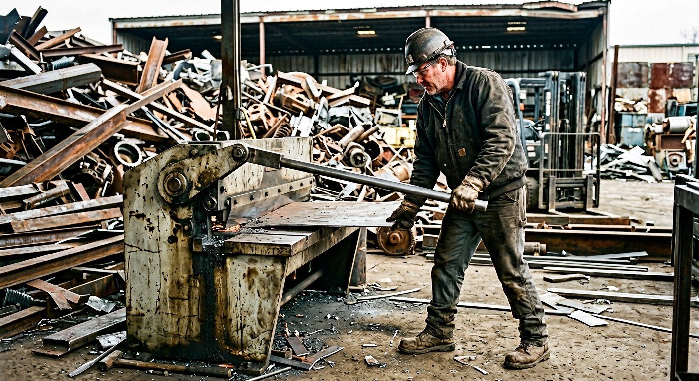 Atölyede metal parçaların kesimi