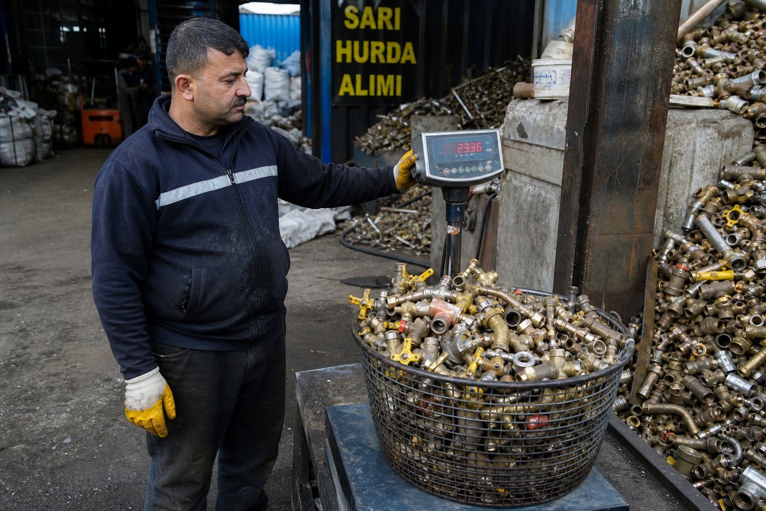 Pirinç hırdavat parçalarının tartımı