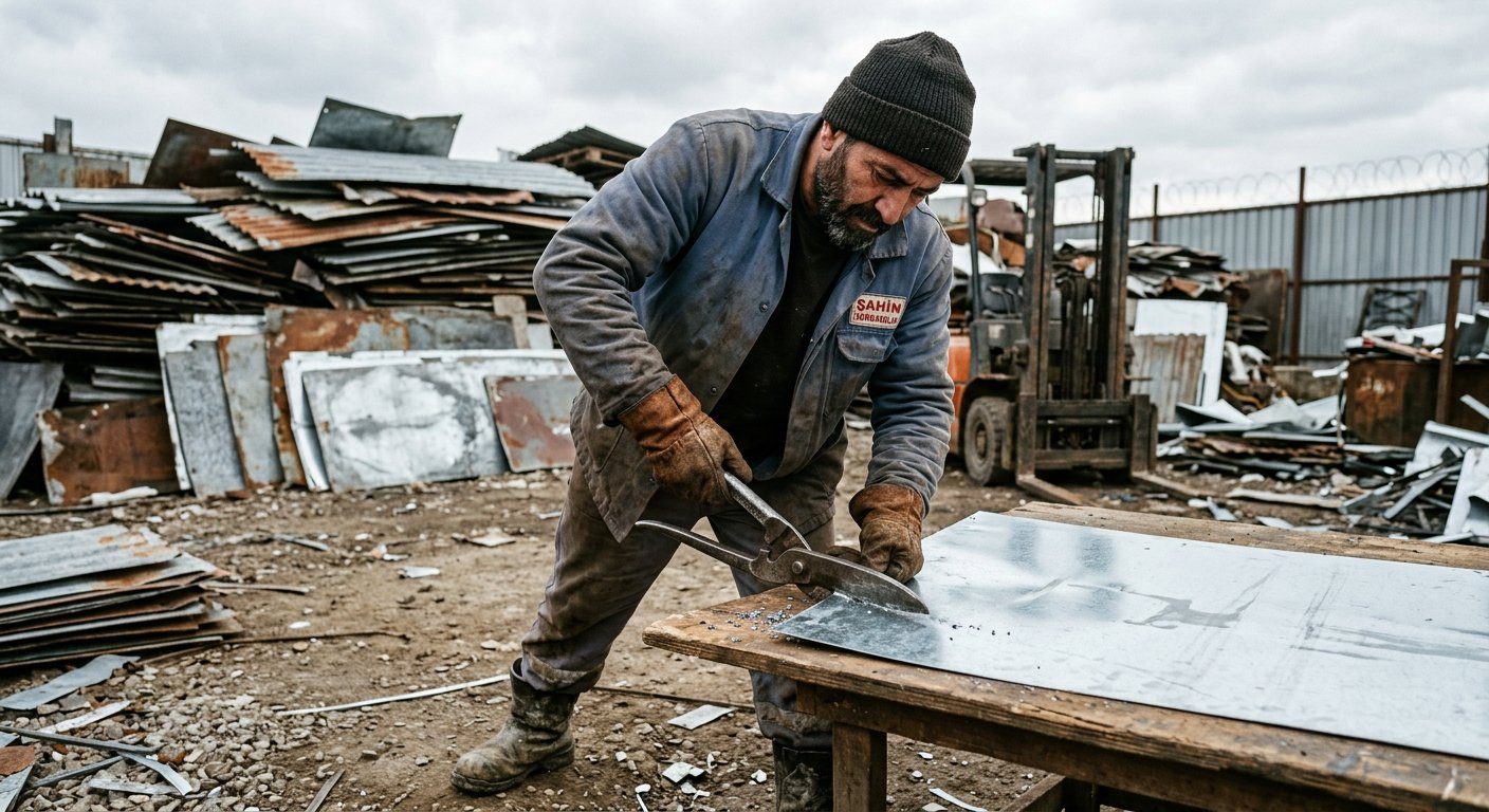 Atölyede metal parçaların kesimi